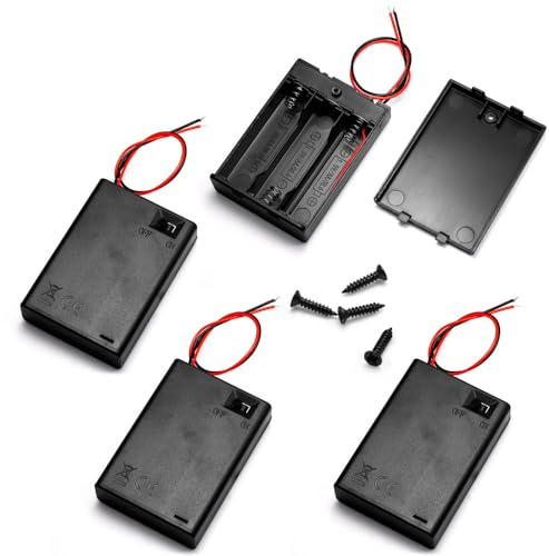 LampVPath (Pack of 4 3AA 4.5V Battery Holder with Switch, 3X 1.5V AA Battery Holder with Leads and Switch