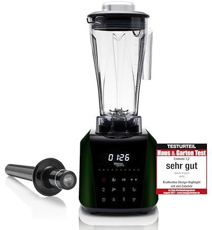 Hochleistungsmixer Patto inkl. AufsatzTri-Set Smoothie Maker 8 Mixprogramme 2 Liter Mixbehälter BPA-frei - Bianco di puro ® (Deep Ocean Green)