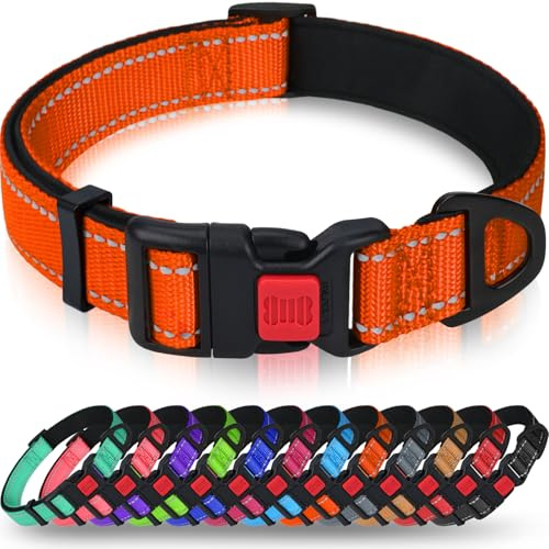 Taglory Hundehalsband Reflektierend für Große Hunde, Neopren Gepolstert | Für kleine bis große Hunde, verriegelbare Steckschnalle, gute Sichtbarkeit im Dunkeln, druckfrei und hautfreundlich am Hals
