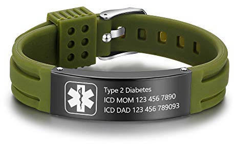 Personalizzata Avviso medico Braccialetto per Donne,Silicone Gruppo musicale Emergenza Avviso medico Uomini Braccialetti,ID ufficiale polsino con Avviso medico Badge,su misura inciso Testo