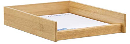 Relaxdays Dokumentenablage Holz, DIN A4 Papierfach, Büro, Schreibtisch, flach, Briefablage Bambus, BxT: 25x33 cm, Natur