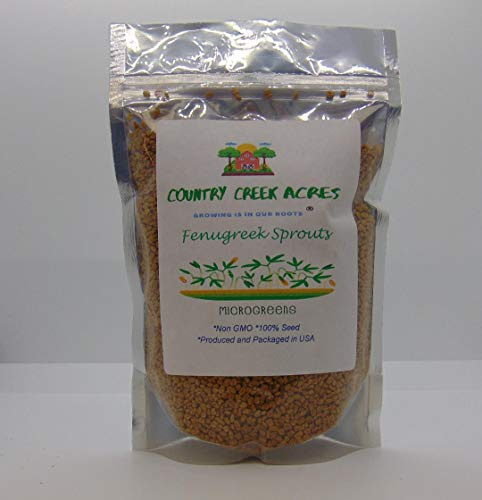 Fenugreek Sprouting Seed, Non GMO - 8 oz - Country Creek Acres Brand - Fenugreek for Sprouts, Garden Planting, Cooking, Soup, Emergency Food Storage, Vegetable Gardening, Juicing, Cover Crop