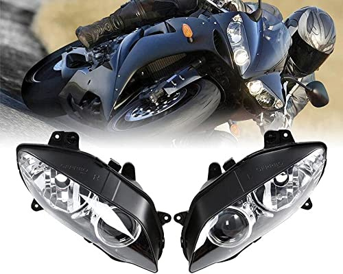 Motorcycle Headlight Headlamp Assembly Compatible for Yamaha YZF1000 R1 2004 05 2006 YZF-R1 04 05 Motorbike Plastic Headlight Front Head Lamp Clear
