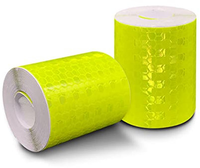 Reflektierendes Klebeband, selbstklebendes Reflektorband, gut sichtbarer Sicherheitsaufkleber, Sicherheitsmarkierung, Warnung für Outdoor-Fahrzeuge oder Helme, 50 mm x 3 m pro Rolle, 2 Rollen (Gelb)