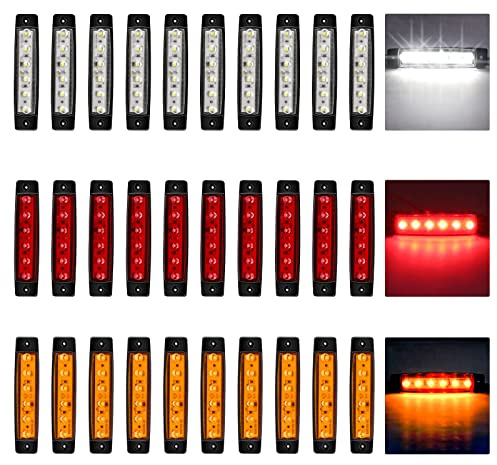 Biqing Feux de Gabarit, 24V Feu de Gabarit Remorque LED Arrière Avant Indicateur de Position en Lumière Imperméable pour Camion Remorque Camion Bus Bateau (Rouge+Jaune+Blanc)
