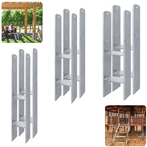 UISEBRT 6 Stück Pfostenträger Höhe: 600 mm, Breite: 91 mm, Materialstärke: 5 mm, H Anker für Pfosten