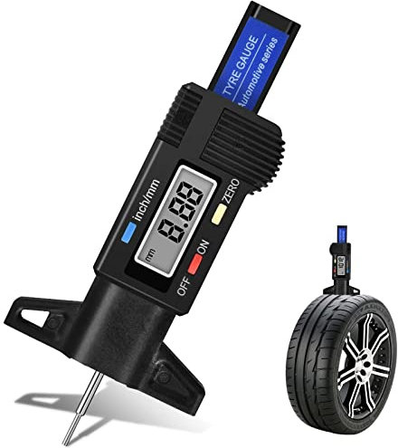 Colexy Profiltiefenmesser Reifenprofilmesser Auto Reifen Digital Tiefenmesser Messchieber Reifen Profilmesser mit LCD Display für PKW, Vans, LKW, Motorrad, 0-25,5 mm