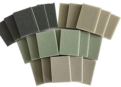 SHENGANG 40 Uds. De papel de lija de esponja, pulido en seco y húmedo, moldeado de plástico de fibra de vidrio, herramientas abrasivas impermeables, papel de lija, esponja