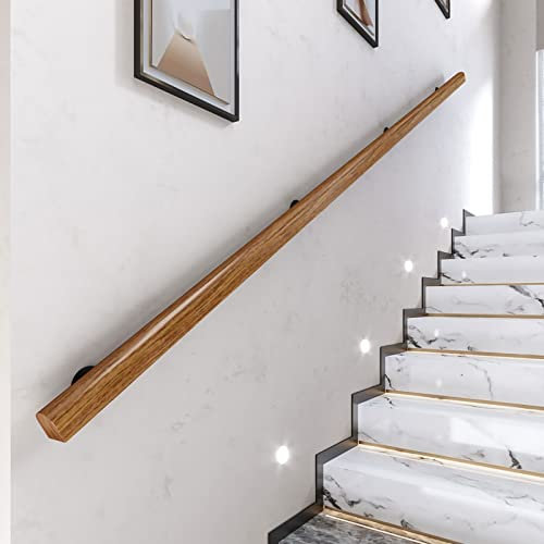 Pasamanos Escalera Tubo De Mano De Madera Con Soporte De Herrajes 30cm 60cm 90cm 120cm 150cm 180cm 210cm 250cm 300cm, Kit De Barandilla De Paso Para Soportes, Barandilla De Madera ( Size : 3m(9.8ft)=2