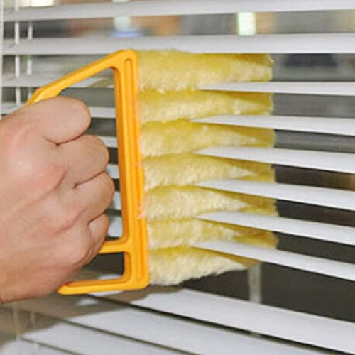 Blind Cleaner Brush, Blinds Dust Shutters, Mini Washable & Removable Window Air Conditioner Duster with 7 Slat Handheld Household Kitchen Cleaning Tools, for Awnings, Siding, Vinyl, Car, Fan