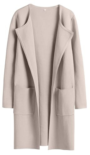 ANRABESS Womens Cardigan Sweater Open Front Knit Long Coatigan Dressy Casual Jacket Coat 2025 Fall Outfits Classy Clothes Gray Apricort Medium