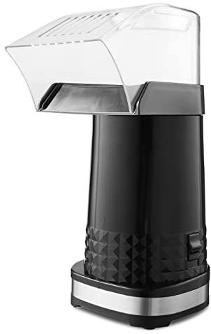 Máquina de palomitas de maíz de 1200 W, aire caliente, para el hogar, diseño de calibre ancho, con vaso medidor y tapa extraíble, sin BPA negro
