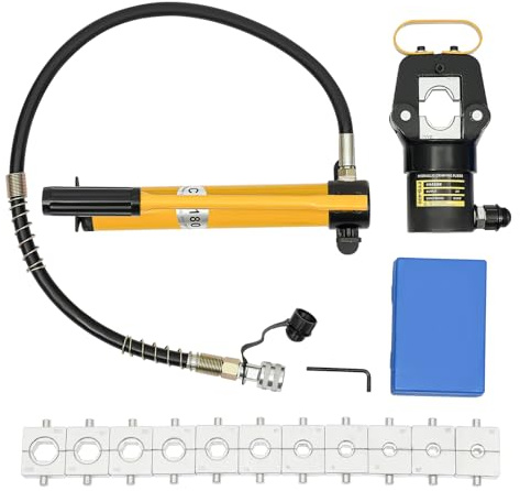 20 Ton Hydraulic Crimper Hydraulic Pressure Joint Pump with Crimping Mold 12 Dies Set Cable Wire Hose Lug Terminal Crimper Crimping Tool