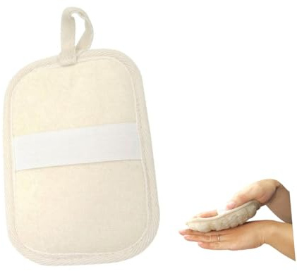 Guante Exfoliante de Esponja Vegetal para Ducha, Lufa Natural Beige | Lufa Natural, Correa Elástica, Limpieza Delicada y Exfoliación Corporal para Baño, Esponja para Exfoliar Cuerpo, Beige