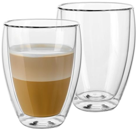 GENTOR Doppelwandige Gläser Kaffeegläser Set, 2x250 ML - Ideal für Latte Macchiato, Cappuccino, Espresso - Stilvolles Design, Hitzebeständig, Spülmaschinenfest, Glas