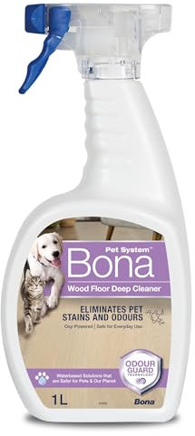 Bona Pet Wood Floor Deep Cleaner, Pet Stain and Odour Remover, Pet Friendly Wood Floor Cleaner Liquid, Spot Cleaning, 1 Litre Spray Bottle