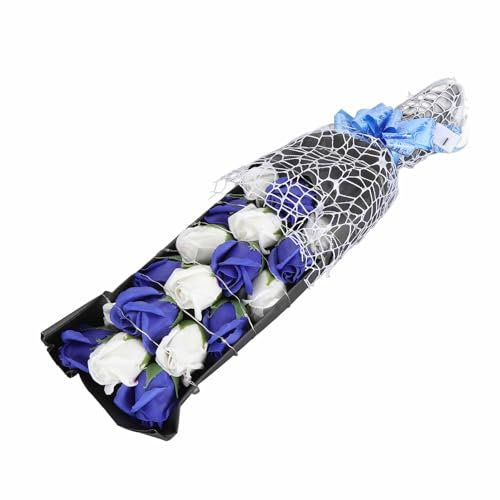 Naroote Künstlicher Rosenstrauß, Künstliche Rosenblüten, Exquisit Dekorativ, ohne zu Verblassen, für Geburtstagsjubiläen (Blau und weiß)