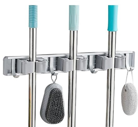 JVHLOV Besenhalterung Wand, Schwerlast Gerätehalter Selbstklebend, Premium Besenhalter und Gartenwerkzeug Halterung, für Zuhause, Küche, Garage, Garten