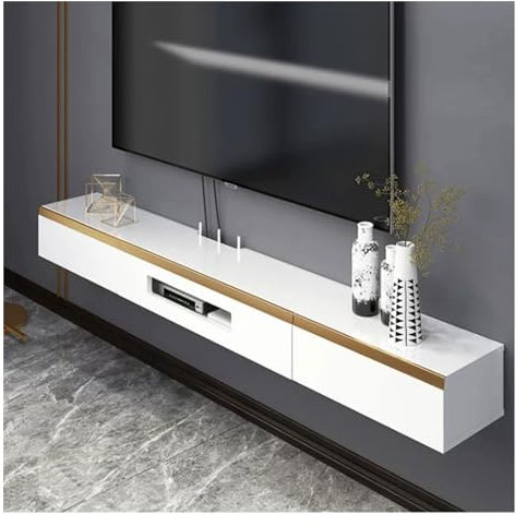 TV-Schrank Wandhängender schwebender TV-Ständer, wandmontiertes Entertainment-Center und Schrankregal, TV-Konsole mit Stauraum, Medienkonsole for DVD-Player, platzsparendes Unter-TV-Regal for Schlafzi