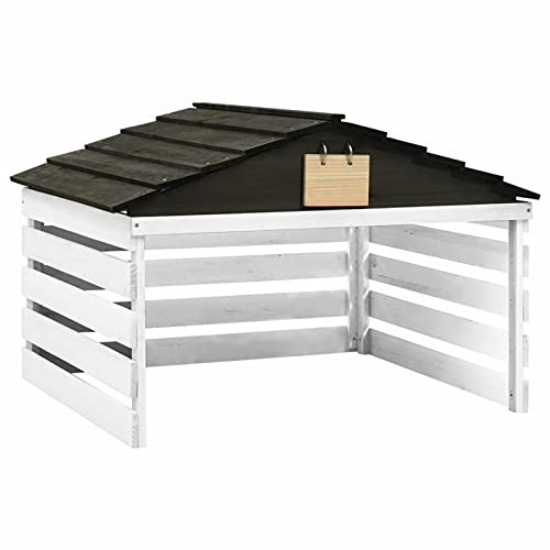 ShGaxin Casetta per Tosaerba Robotizzato Nero e Bianco 78x74x54cm Abete,Accessori Attrezzatura motorizzata per Esterni,Accessori tagliaerba,Coperture tagliaerba-315300