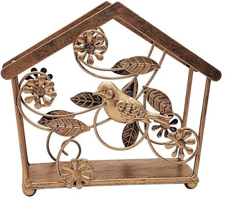 Yingbei Freistehender Serviettenhalter „Vogelhaus“ aus Eisen – Antik-Bronze-Finish – Tisch-Serviettenständer für Western-Kaffee-Esszimmer-Dekoration