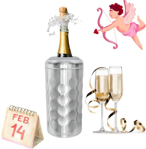 LoNesito® Raffreddatore di bottiglie Vino, Champagne, Cava, Vodka - Escursioni - Campeggio - cocktail - divertiti - condividi - regala - Portabottiglie - secchiello per il ghiaccio - Colore Argento