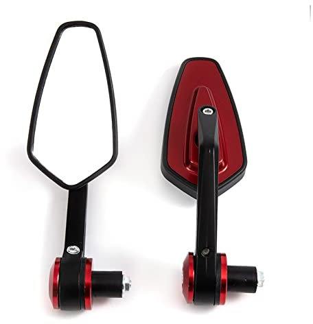 SIMICASE Motorradspiegel 1 Paar 7/8 22mm Motorrad Lenkerendenspiegel Rückspiegel Zubehör Rückspiegel Reflektierende Motorrad Rückspiegel Seite Rückspiegel(Rot)