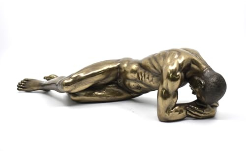 Introspection Bronze Male Nude Sculpture Cold Cast Resin Medium Figurine