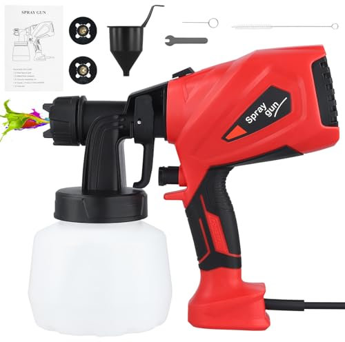 Paint Sprayer 550W, 1200ML Electric Painting Spray Gun with 2 Nozzles & 3 Patterns, HVLP Paint Sprayer for Walls and Ceilings, Garden Fence, Cabinet, Furniture
