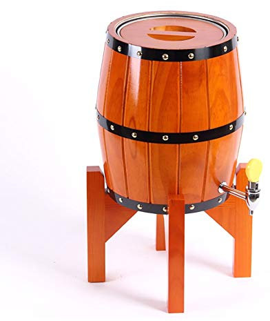 HPTHLY Weinfass-Bierspender, Holz, Eichenholz, Weinfassspender, 3L/5L Weinfass, Bierfässer, Wein, Spirituosen, Whisky, Lagerfass mit Zapfhahn,