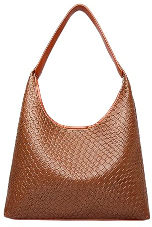 KYSUN Hobo PU Leder Shopper, Gewebte Schultertasche für Damen, Lässige Tote Einkaufstasche mit Unterarm Umhängetasche