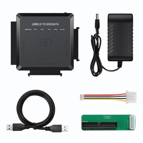 Fangxuee Adaptateur vers USB 3.0 IDE vers USB3.0 USB2.0 Câble pour Disque Dur 2,5 3,5 HDD SSD USB IDE Prise UE