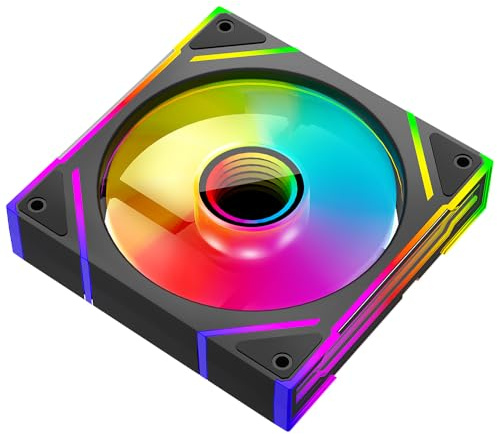 TZMRIT PRISM4EX 120mm Infinite Mirror ARGB PC Lüfter mit PWM Control und ARGB Effekt,RGB PC Gehäuselüfter 120mm (1, Black, 120MM-Forward)