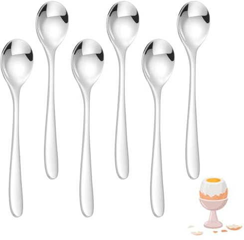 6 Pieces Egg Spoons Set, Stainless Steel, Classic, Perfect for Soft Boiled Eggs