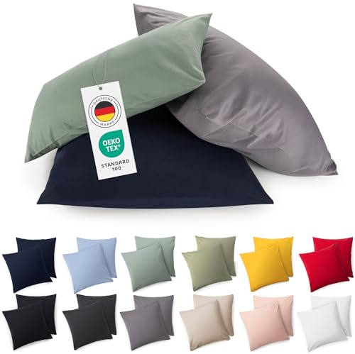 Blumtal Jersey Kissenbezug 45x45 im 2er Set - Oeko-TEX zertifizierte Kopfkissenbezüge 45x45 aus 100% Baumwolle - weiche Kissenhülle für Kissen 45x45 cm mit Reißverschluss - Rot