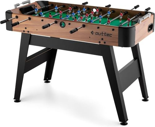Outtec Tischkicker Gamma Wooden – Robuster Kickertisch mit präzisen Führungen und ergonomischen Griffen – Tischfußball für Erwachsene & Familie – Mini Tischkicker, Spielspaß