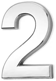 2 Inch Self Adhesive House Numbers Sticker 5cm Modern Door Number Bronze/Silver Mailbox Address Sign, for Wall Decor Garden Apartment Cafe Hotel Office Street Room Yard Exterior Decorative(Silver 2)