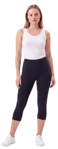 COMEOR Women's 3/4 Breathable Cotton High Waist Capri Trousers, Short Sports Leggings, Cycling Shorts, Elastic Opaque Yoga Trousers, Sports Trousers