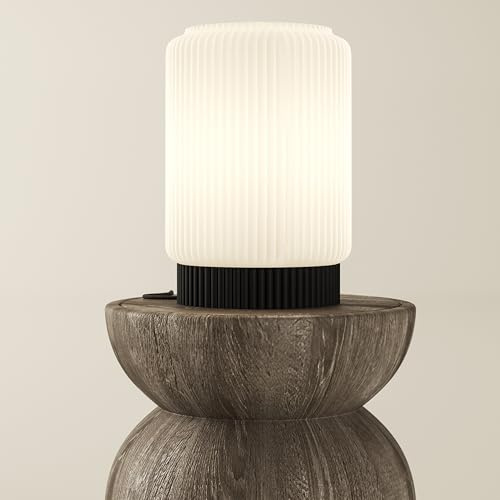LUMVIK Tischlampe ELDAR, Design Tischleuchte für Wohnzimmer, Indirektes Licht für Sideboard, gemütliche Tisch Lampe mit naturfarbenem Schirm, für warmes, weiches Licht, Design Statement für Zuhause