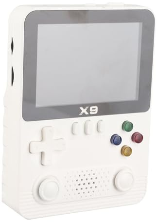 Generic Console de Jeu Portable Console de Jeux Vidéo Haute Résolution pour Les Enfants avec Un Joystick 3D, Prend en Charge 11 émulateurs, Une Carte 32 G, Une Batterie 6H (White)