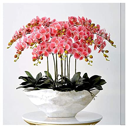 Große künstliche Orchidee mit weißer Vase, dekoratives Pu-Phalaenopsis-Arrangement, künstliche Blumen, Topfpflanzen, Tischdekoration, Wohnzimmer, Heimdekoration (A)