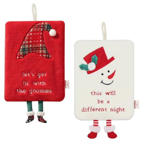 MAOYING Weihnachts Handtuch Küche, Weihnachtliche Spültücher Hängbar aus Spülmasse Flor, Saugstarkes Küchenhandtuch, Weihnachtsdeko Küche, Geschenk zu Weihnachten (Rot + Weiß)