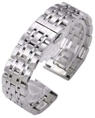 WTNZBAEM 12/14/16/18/19/20/21/22 mm Uhrenarmband aus massivem Edelstahl, kompatibel mit Tissot, Citizen, Armani, Metallarmband Schmetterlingsschnalle(Silver,18mm)
