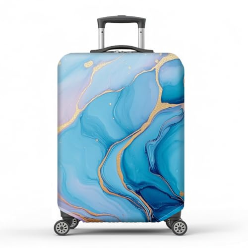 MAYJOYDIY Housse de Bagage Élastique Vagues Dorées Motif Abstrait Bleu Anti-poussière Anti-rayures Lavable Taille L Convient aux Bagages de 66 à 71cm