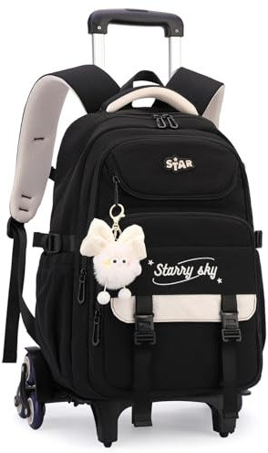 Amythe Schulrucksack Mädchen mit Rollen, 30L Rucksack Teenager Trolley
