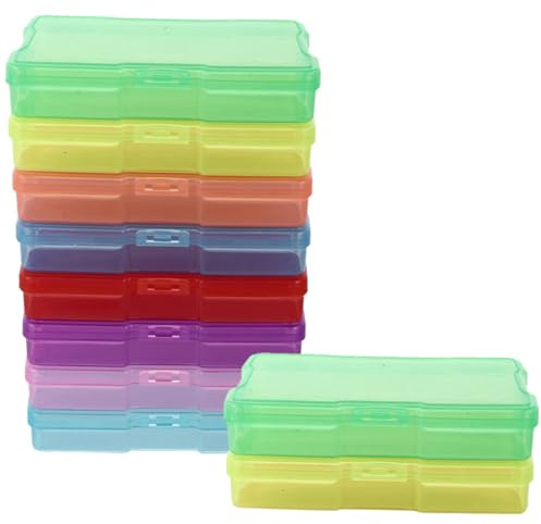 minkissy Lot de 10 Boîtes de Rangement Multifonctionnelles pour Photos 4x6 Pouces en Plastique Transparent, Organisateur Compact pour Cartes Postales et Petits Objets, Couleur Aléatoire