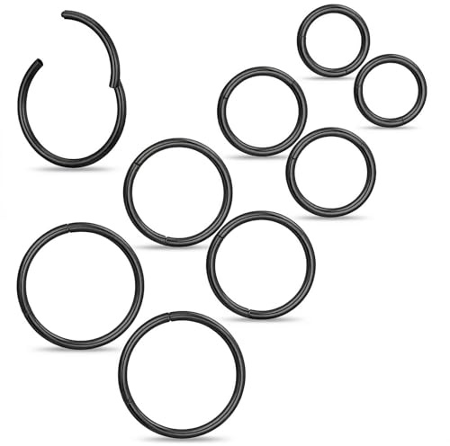 Yolev Nasenringe, 16 g, dünn, aufklappbar, Segmentring, Septum-Piercing, Schmuck, Tragus, Ohrring, Knorpelpiercing, 8 Stück
