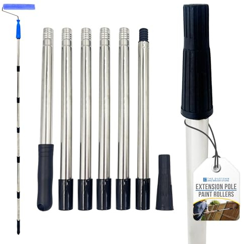 Paint Roller Extension Pole Handle - Multi Section Long Reach Screw Fit & Push Fitment Compatible with Paint Brushes, Roller & Painting Pads - for High Walls and Hard to Reach Areas - 180cm