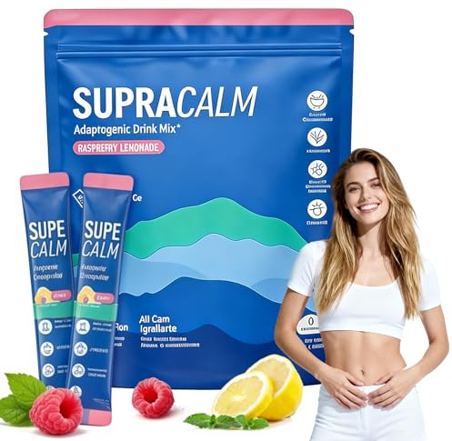 Cortisolo Cocktail Polvere, 20 bastoncini Supercalm Bevande Polvere, Con Limone & Lampone, Per Relax & Equilibrio, Pratici Bacchette Porzionali, Per Uso Quotidiano e Lavoro