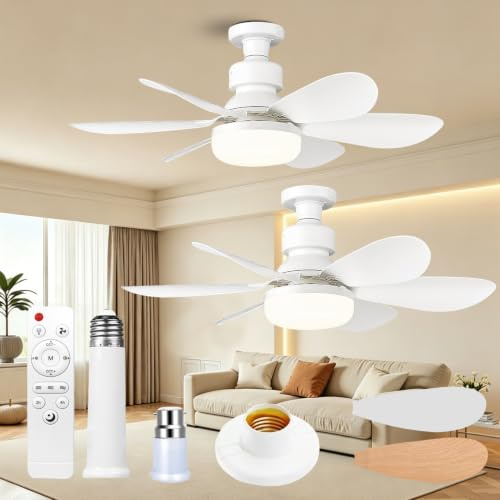 FIBRAVE Ceiling Fan with Lights and Remote 2026 New Ceiling Fans LED 40W 3 Speeds Modern Fan Light Dimmable 3 Color Light Bulb Fan for Bedroom, Living Room, Closet, Garage, Kitchen(2PC)